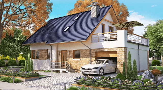 Projekty domów z tarasem nad garażem 
