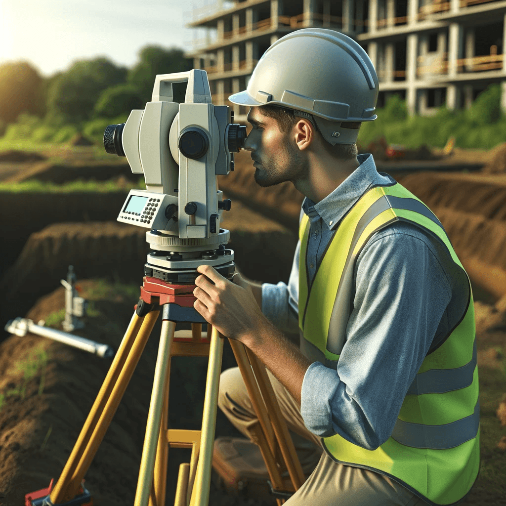 Geodeta wykonujący pomiary