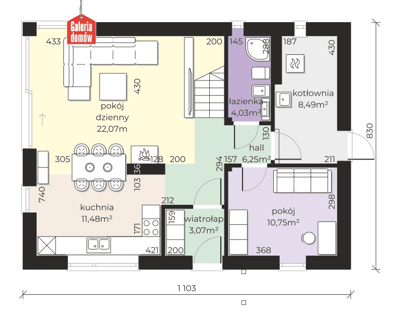 Rzut parter Alabastrowa 64