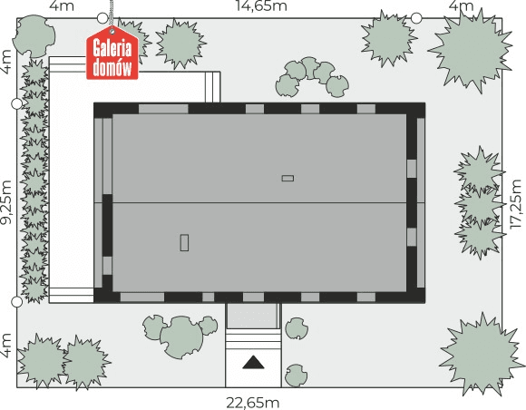Usytuowanie domu na działce przy Olchowej 12
