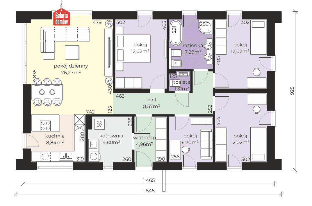 Rzut parteru projekt domu Dom przy Olchowej 12