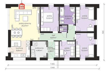 Rzut parteru projekt domu Dom przy Olchowej 12