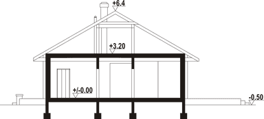 Przekrój w projekcie domu jednorodzinnym chmielniki średnie r1