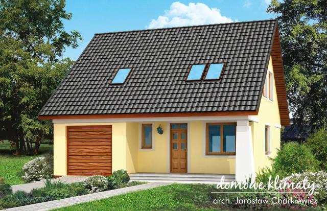 Projekt domu Alaska - jednorodzinny, 96.91 m2, 1 stanowiska garażowe