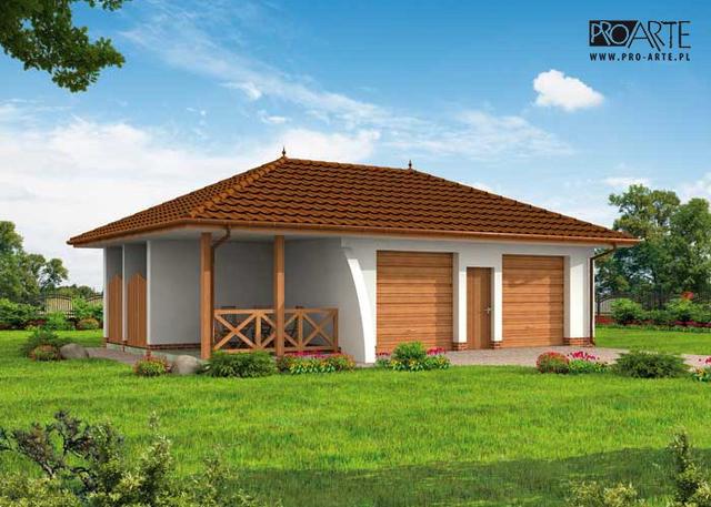 G252 garaż dwustanowiskowy z werandą