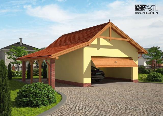 G66 garaż dwustanowiskowy z wiatą