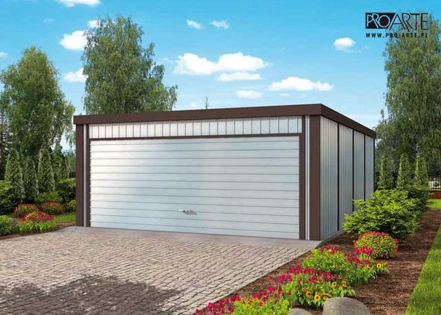 GB38 projekt garażu blaszanego dwustanowiskowego