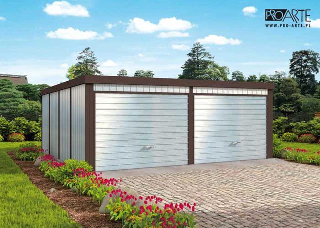 GB69 projekt garażu blaszanego dwustanowiskowego