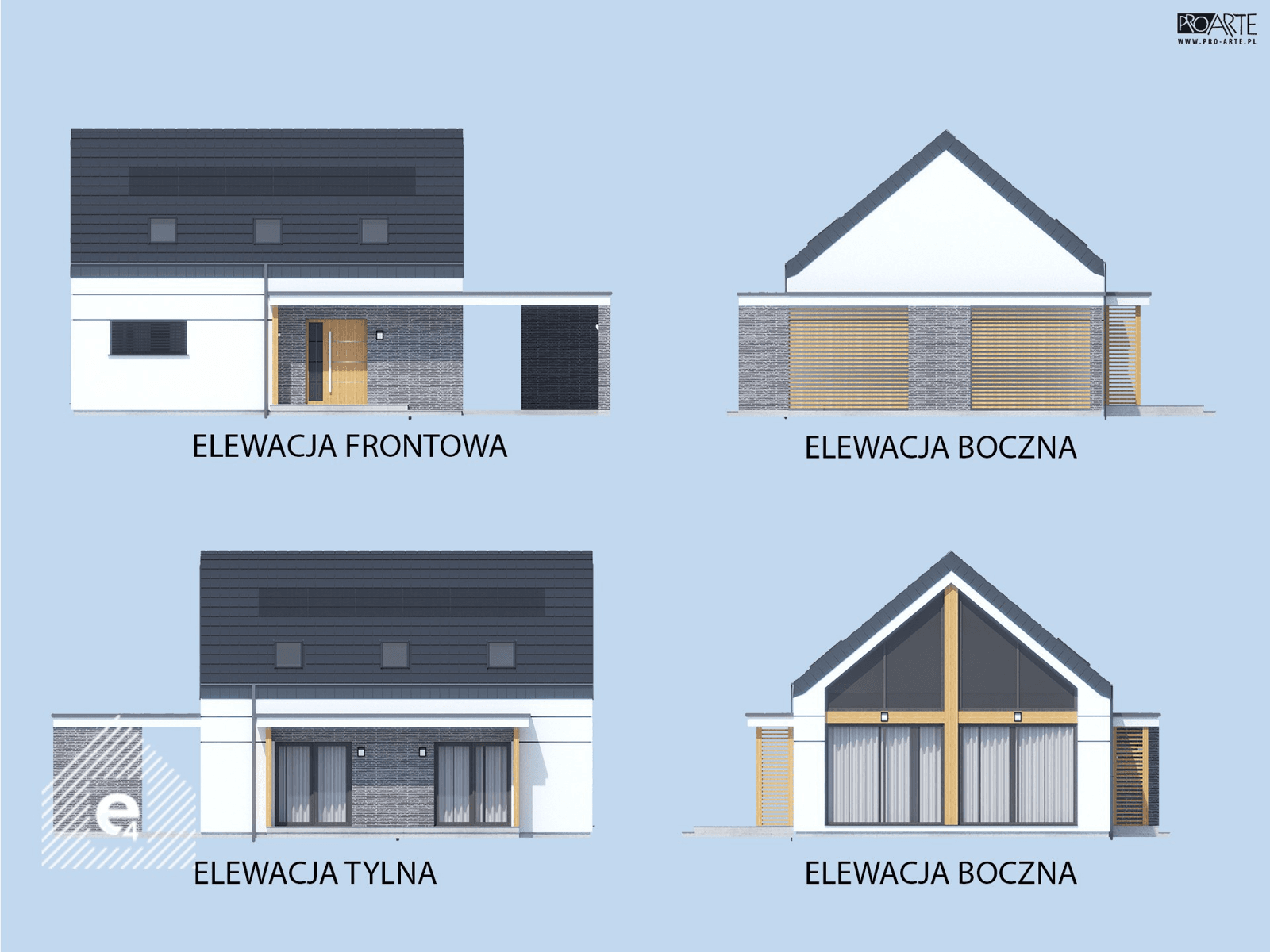Elewacja domu z poddaszem Wels