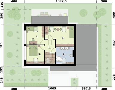 Rzut poddasza w projekcie domu Wels