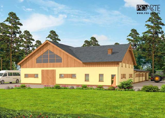 S44 stajnie na 13 boksów z ujeżdżalnią