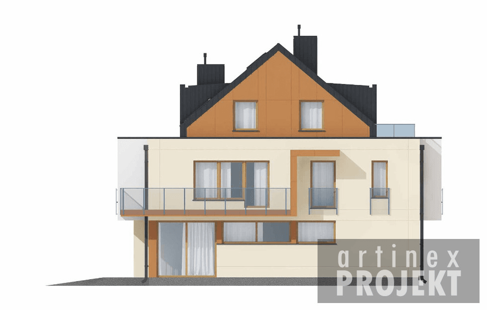 Projekt D210 - elewacja budynku mieszkalno-usługowego