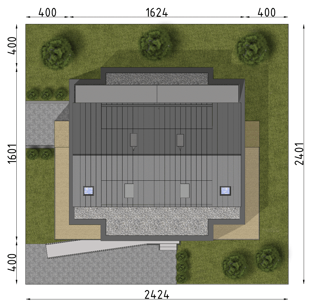 Usytuowanie na działke D210 usługowo-mieszkalny