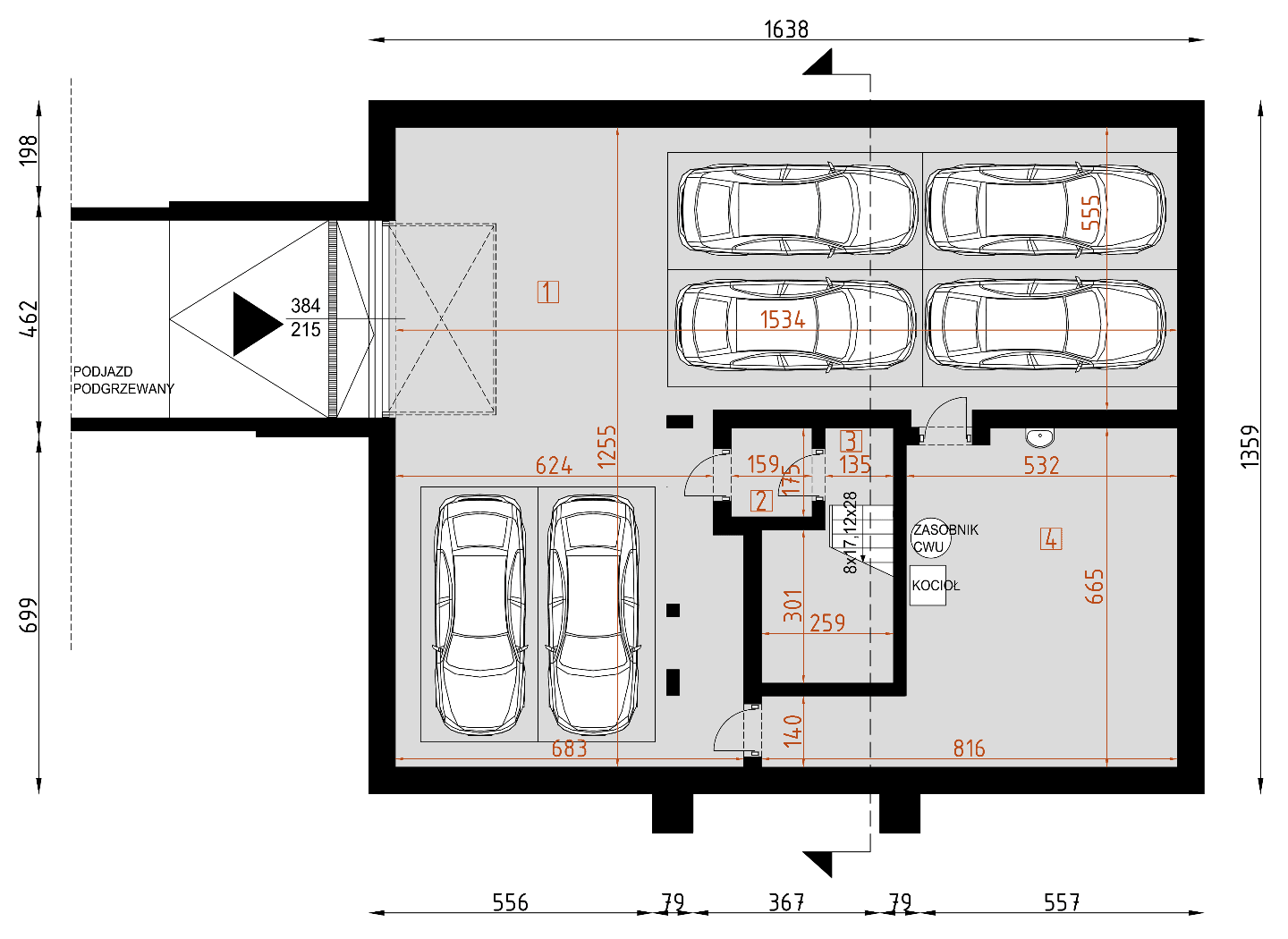 Piwnica projekt D210 Adresowo usługowo-mieszkalny