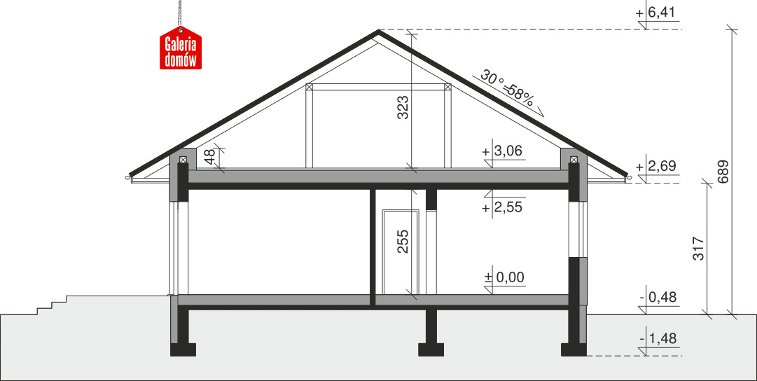 Przekrój budynku Pastelowa 19 D Bis, realizacja domu