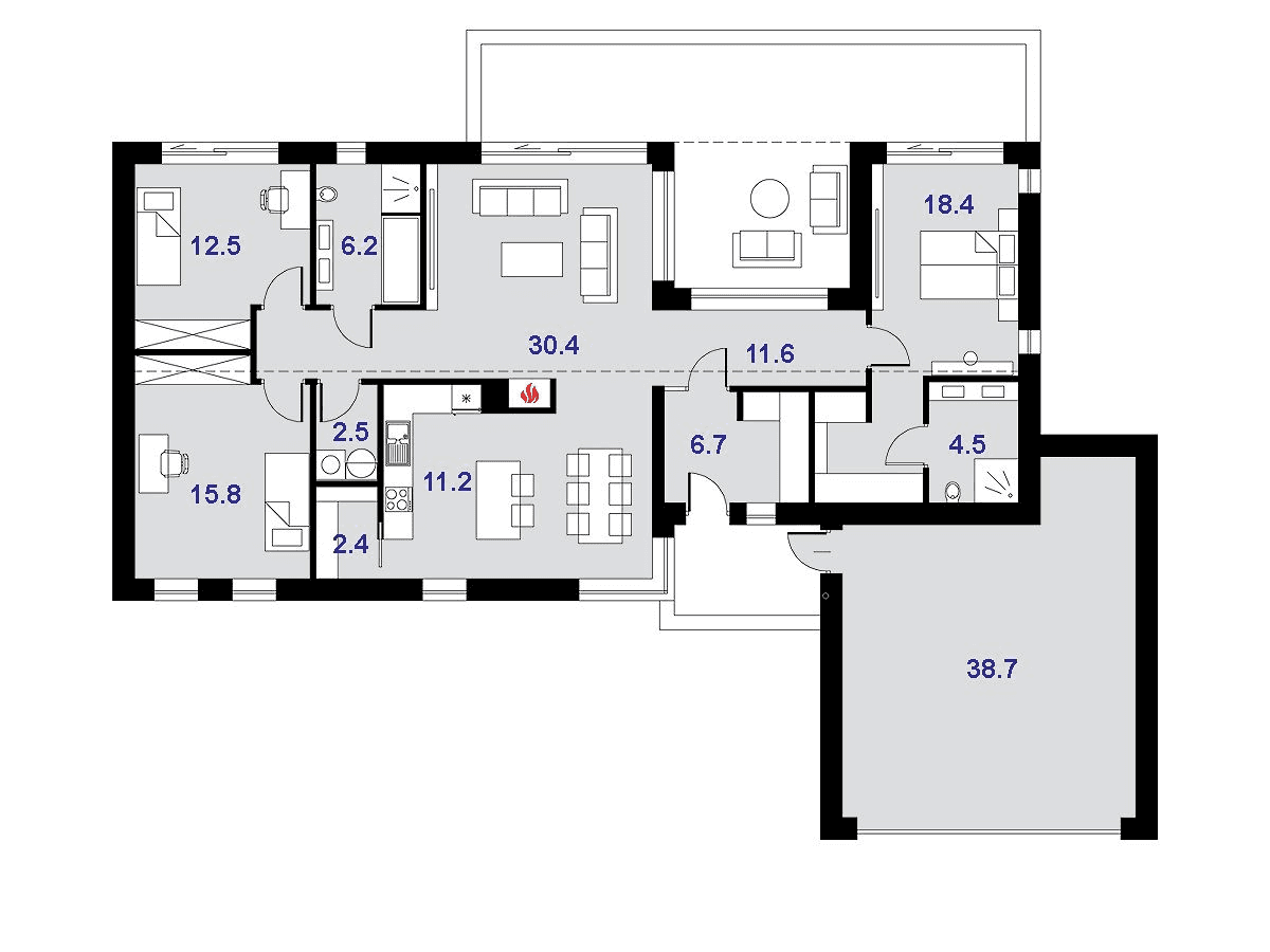 Rzut projektu Dompasja 61 b
