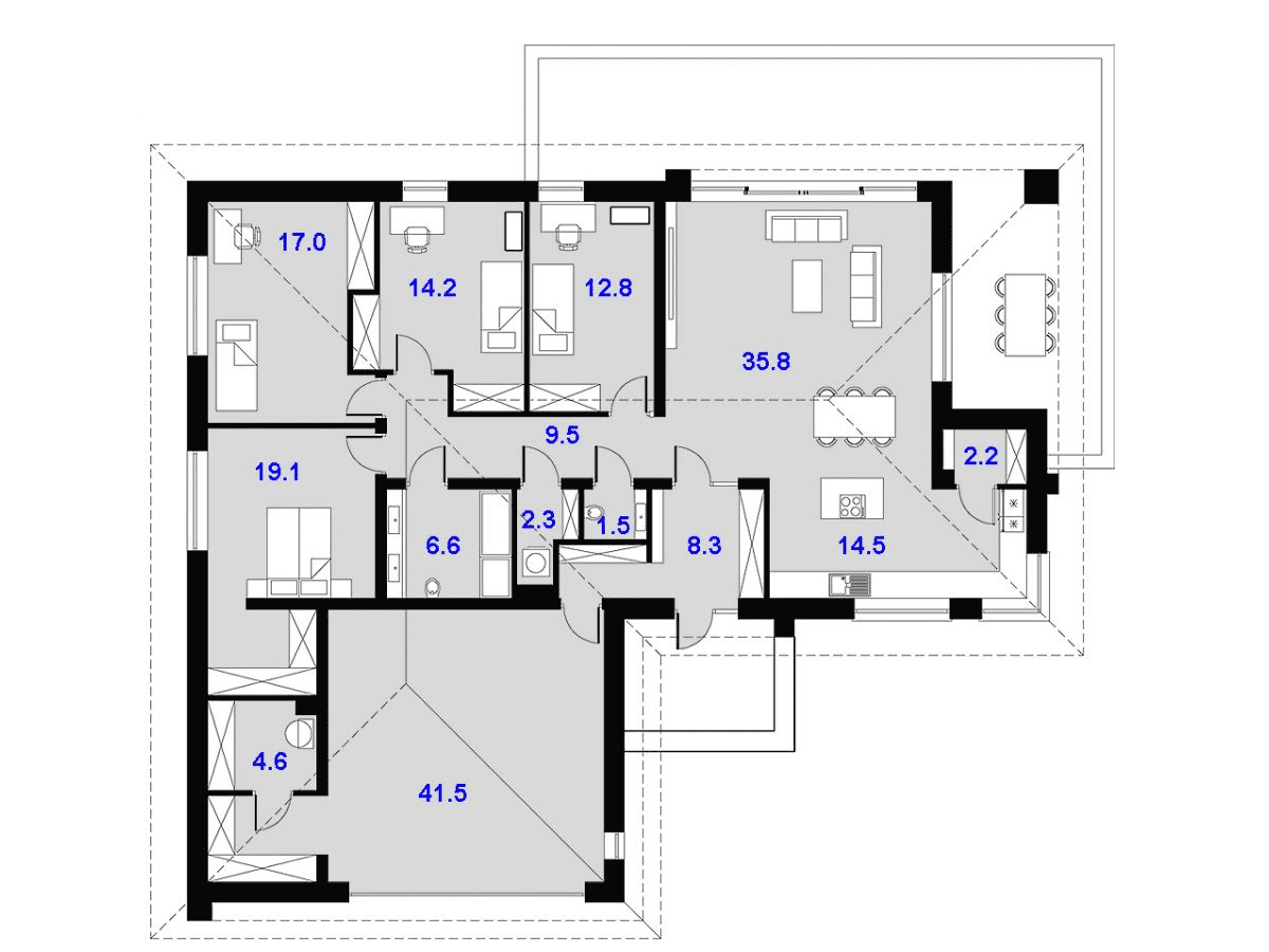 Rzut projekt domu Dompasja 55