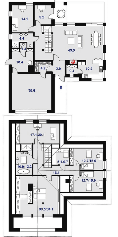 Rzut parteru i poddasza projekt Orlean