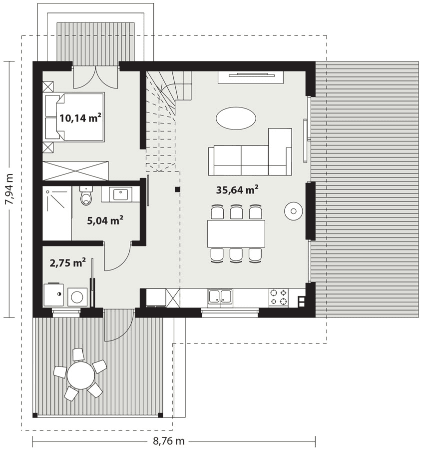 Rzut parteru projekt Erna 3 z budową