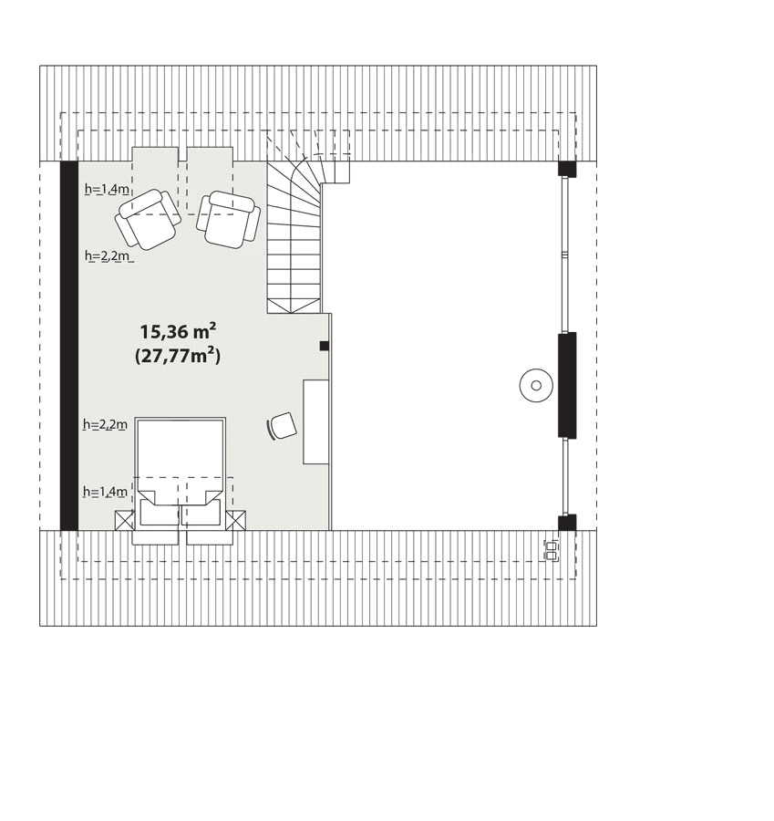 Rzut poddasza projekt Erna 3 z budową