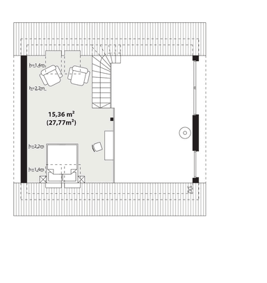 Rzut poddasza projekt Erna 3 z budową