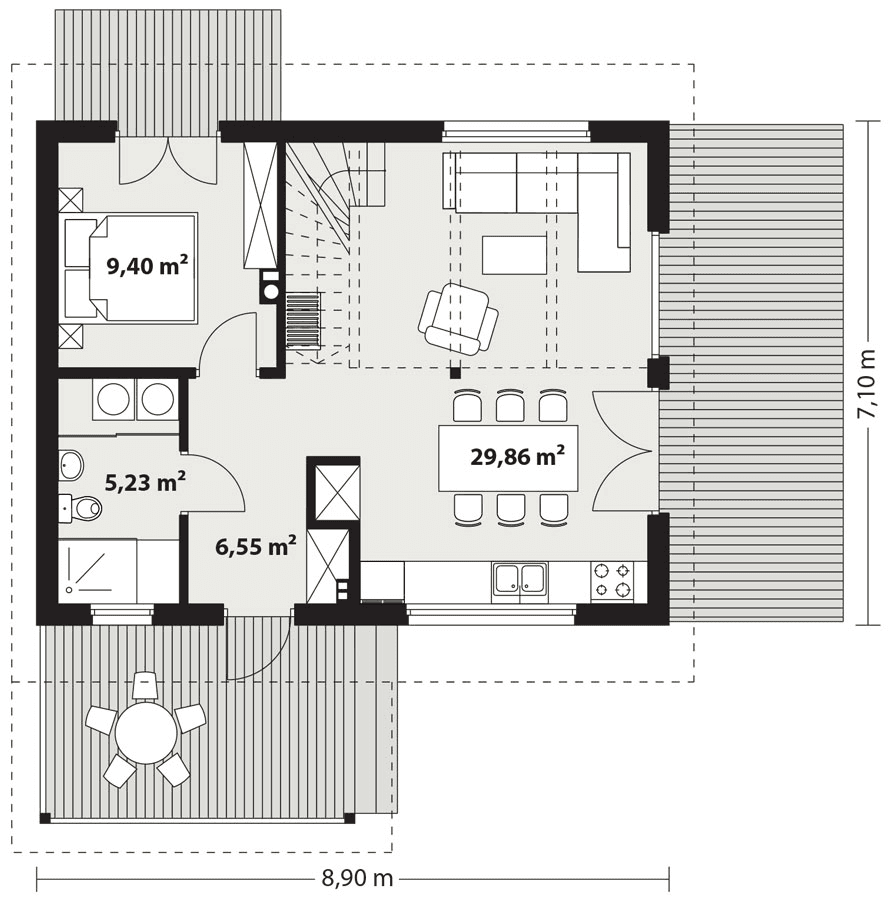 Rzut parteru domu Erna drewniana