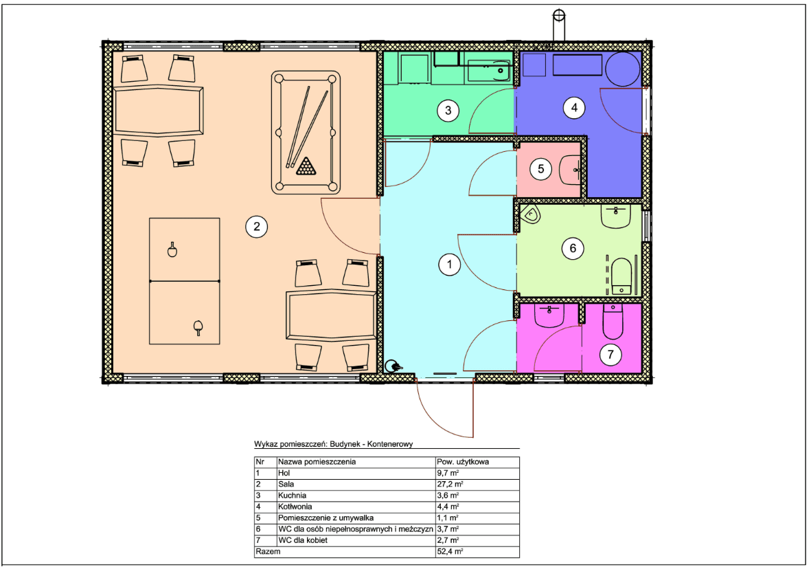 rzut parteru - projekt domu w zabudowie kontenerowej do rozbudowy lub jako wolnostojący