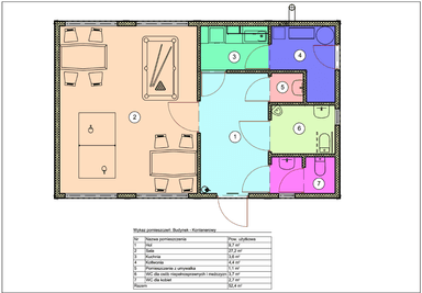 Rzut parteru - zabudowa kontenerowa, projekt kontenera