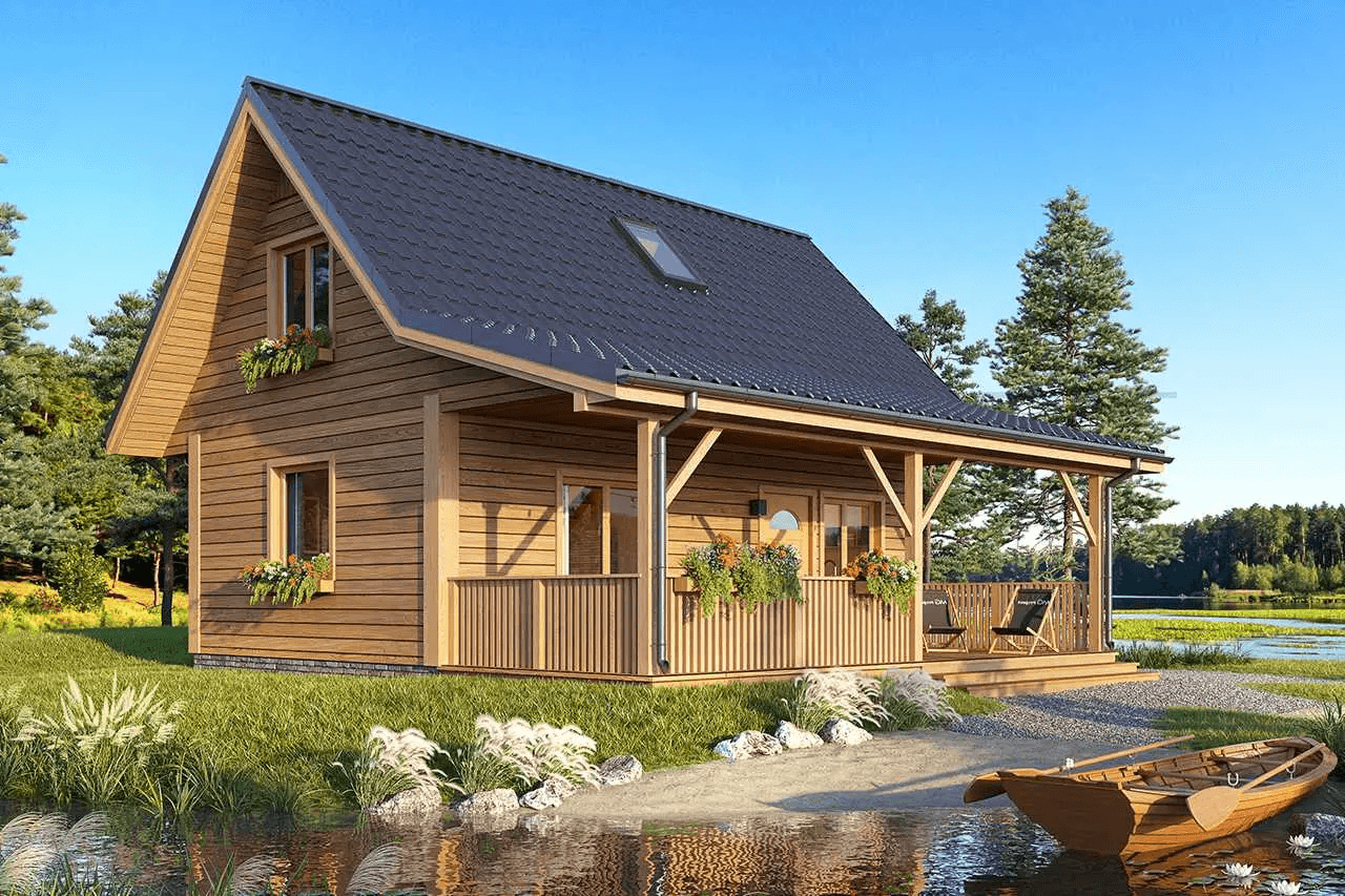 Projekt domu Przepiórka w technologii szkieletu drewnianego