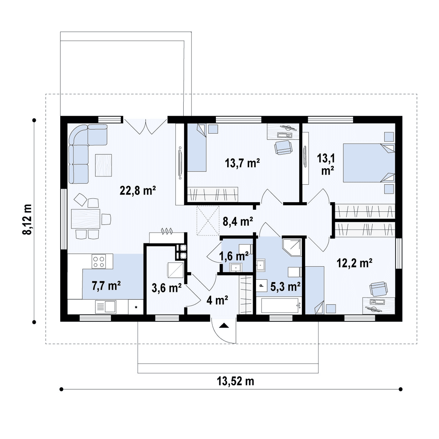 Rzut parteru projekt Z241 D pf z budową