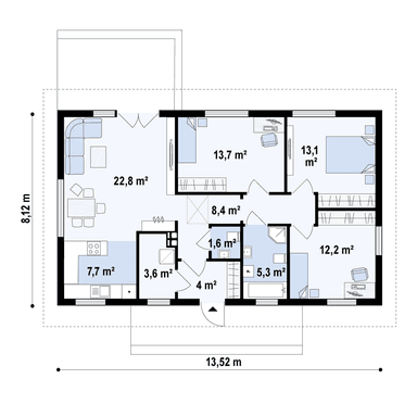 Rzut parteru projekt Z241 D pf z budową