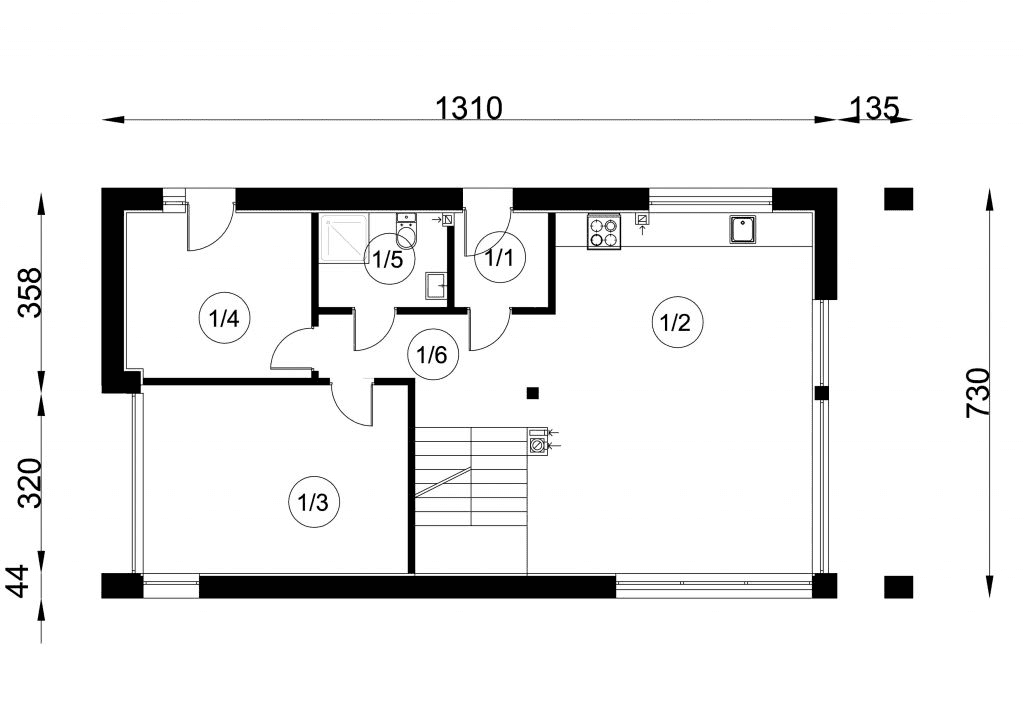 Rzut parteru projekt domu W-27
