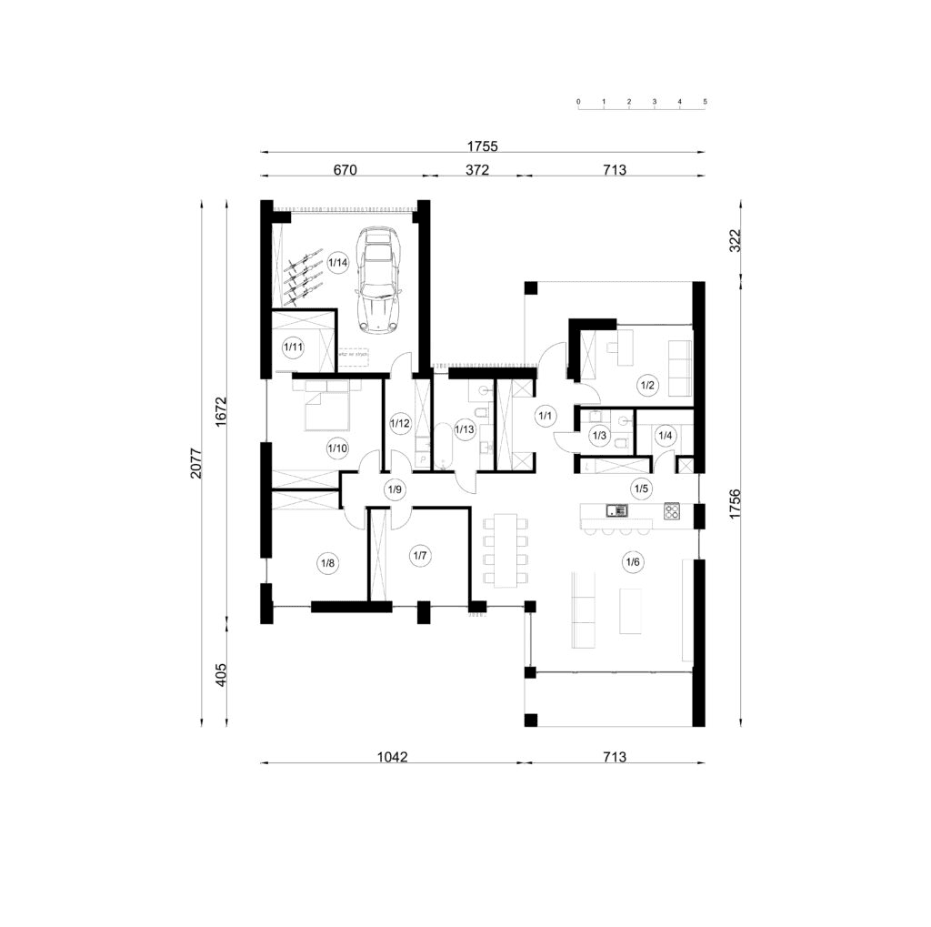 Rzut projektu domu A-51