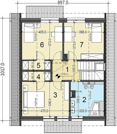 Rzut poddasza domu jednorodzinnego Baset 7