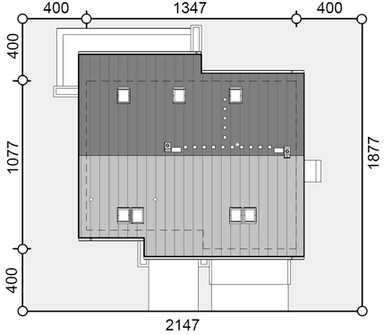 Rzut usytuowania domu jednorodzinnego Bocian 4 na działce