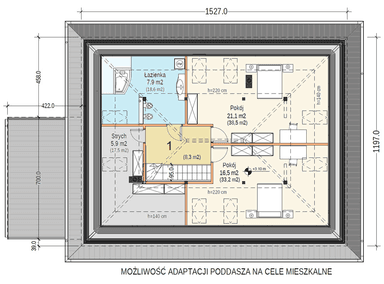 Rzut poddasza domu jednorodzinnego Heros 4