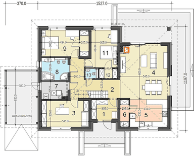 Rzut parteru domu jednorodzinnego Heros 4