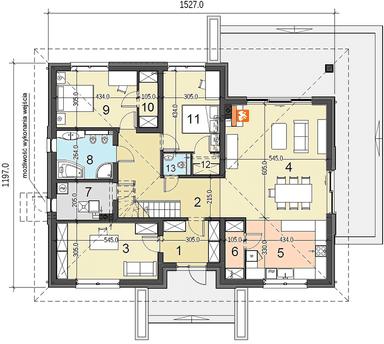 Rzut parteru domu jednorodzinnego Heros bez garażu