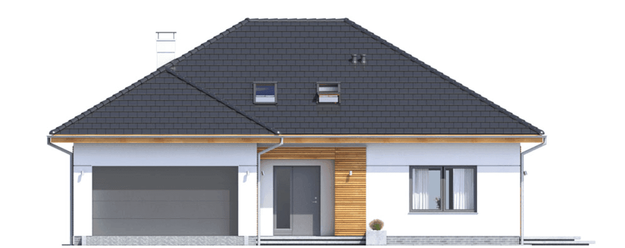 Elewacja frontowa domu jednorodzinnego Heros z garażem 2 st.