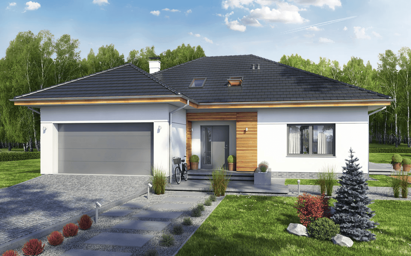Wizualizacja domu jednorodzinnego Heros z garażem 2 st.