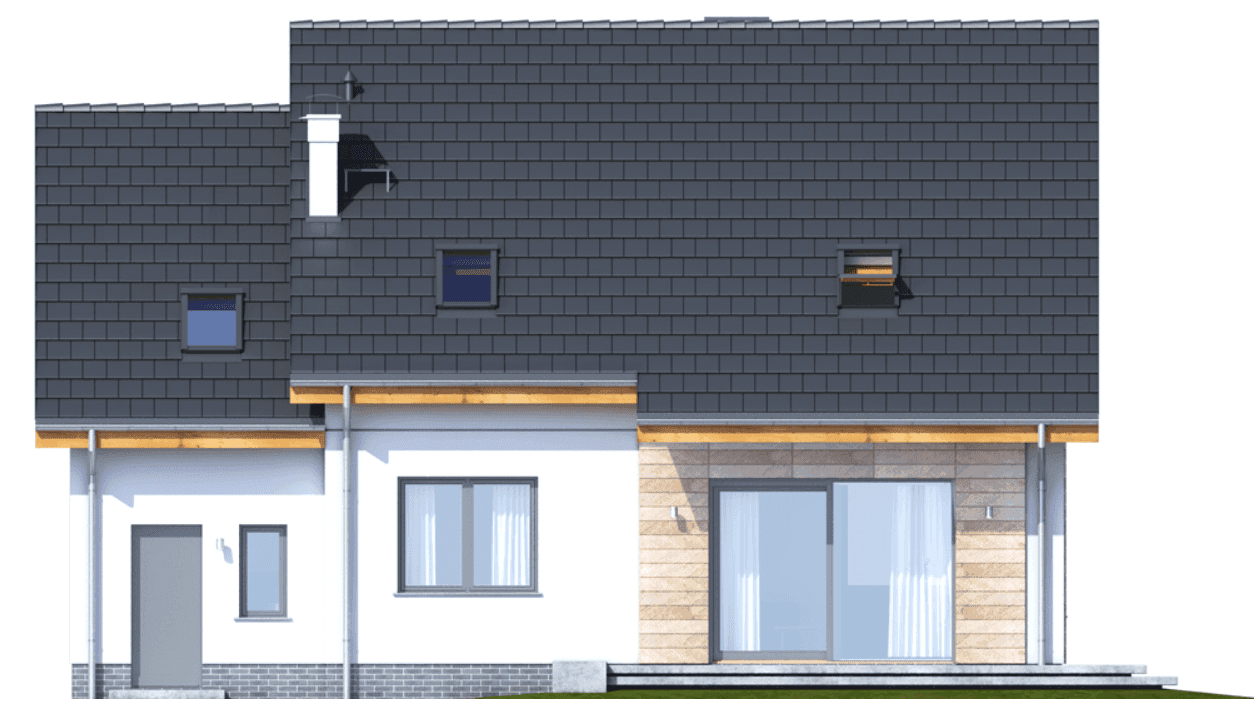 Elewacja tylna domu jednorodzinnego Jaskółka 1 z garażem