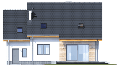 Elewacja tylna domu jednorodzinnego Jaskółka 1 z garażem