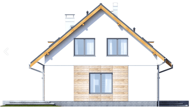 Elewacja lewa domu jednorodzinnego Jaskólka 1 z garażem