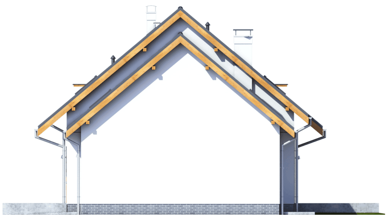 Elewacja prawa domu jednorodzinnego Jaskółka 1 z garażem