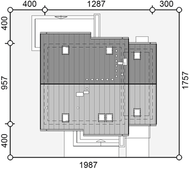 Rzut usytuowania domu jednorodzinnego Jaskółka 1 z garażem