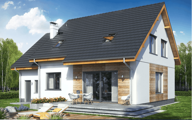 Wizualizacja domu jednorodzinnego Jaskółka 1 z garażem