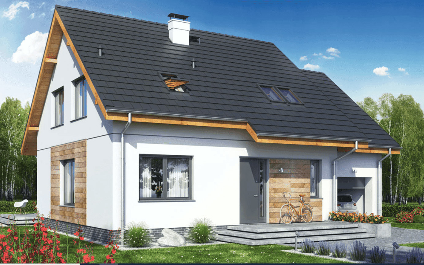 Wizualizacja domu jednorodzinnego Jaskółka 1 z garażem