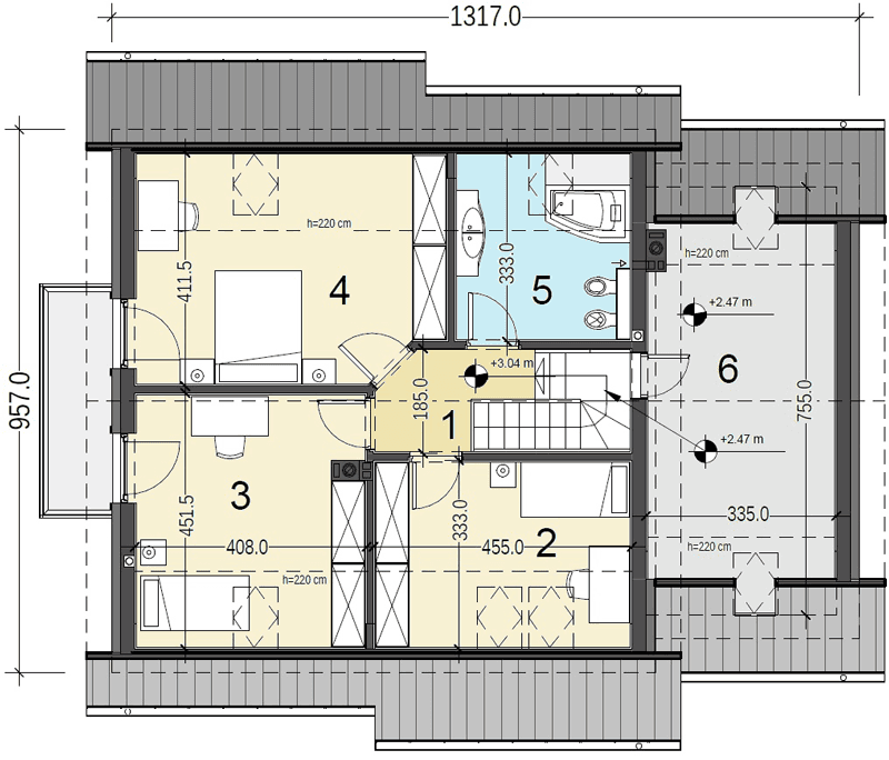 Rzut poddasza domu jednorodzinnego Jaskółka 2 z garażem
