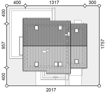 Rzut usytuowania domu jednorodzinnego Jaskółka 2 z garażem
