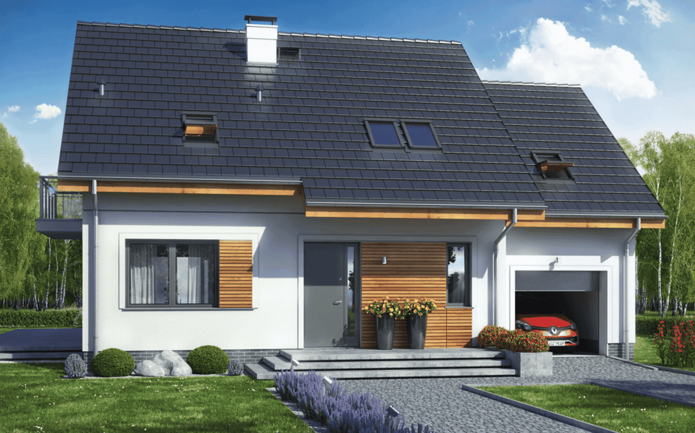 Wizualizacja domu jednorodzinnego Jaskółka 2 z garażem
